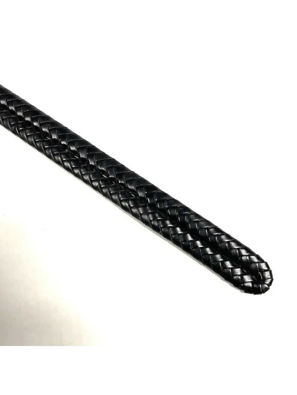 Fossil Braided Belt Mens 44 Black 100% Leather Silver Buckle Worn Adjustable